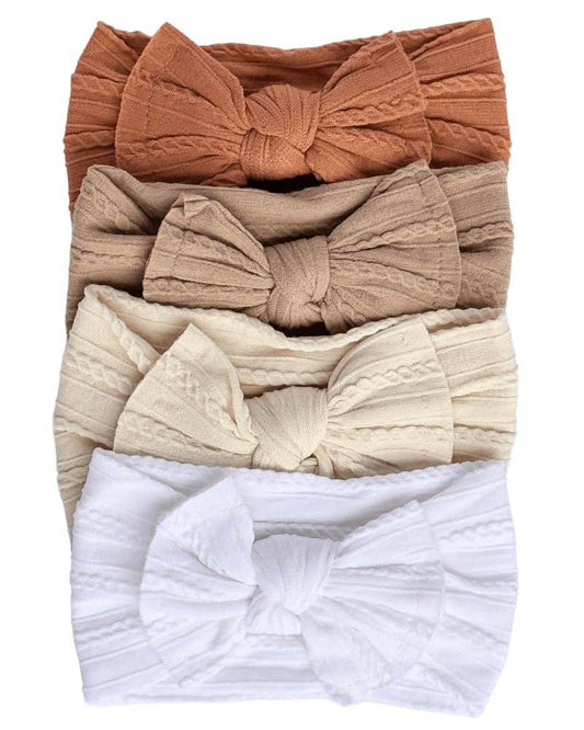 Solid Knit Nylon Headband - White