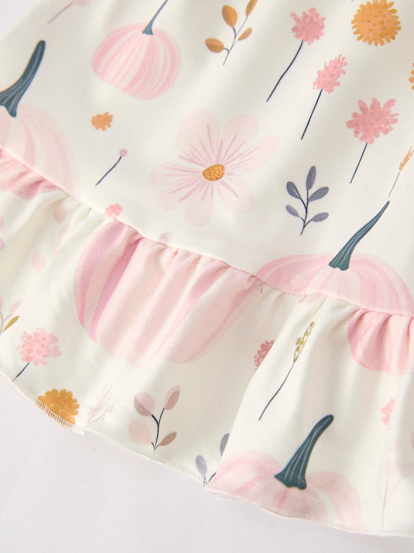 Fall Halloween & Thanksgiving Cute Pumpkin Print Girls Dress