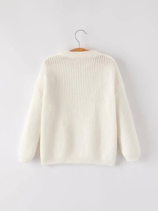 Winter Christmas Girls Bow Sequins Pullover Sweater