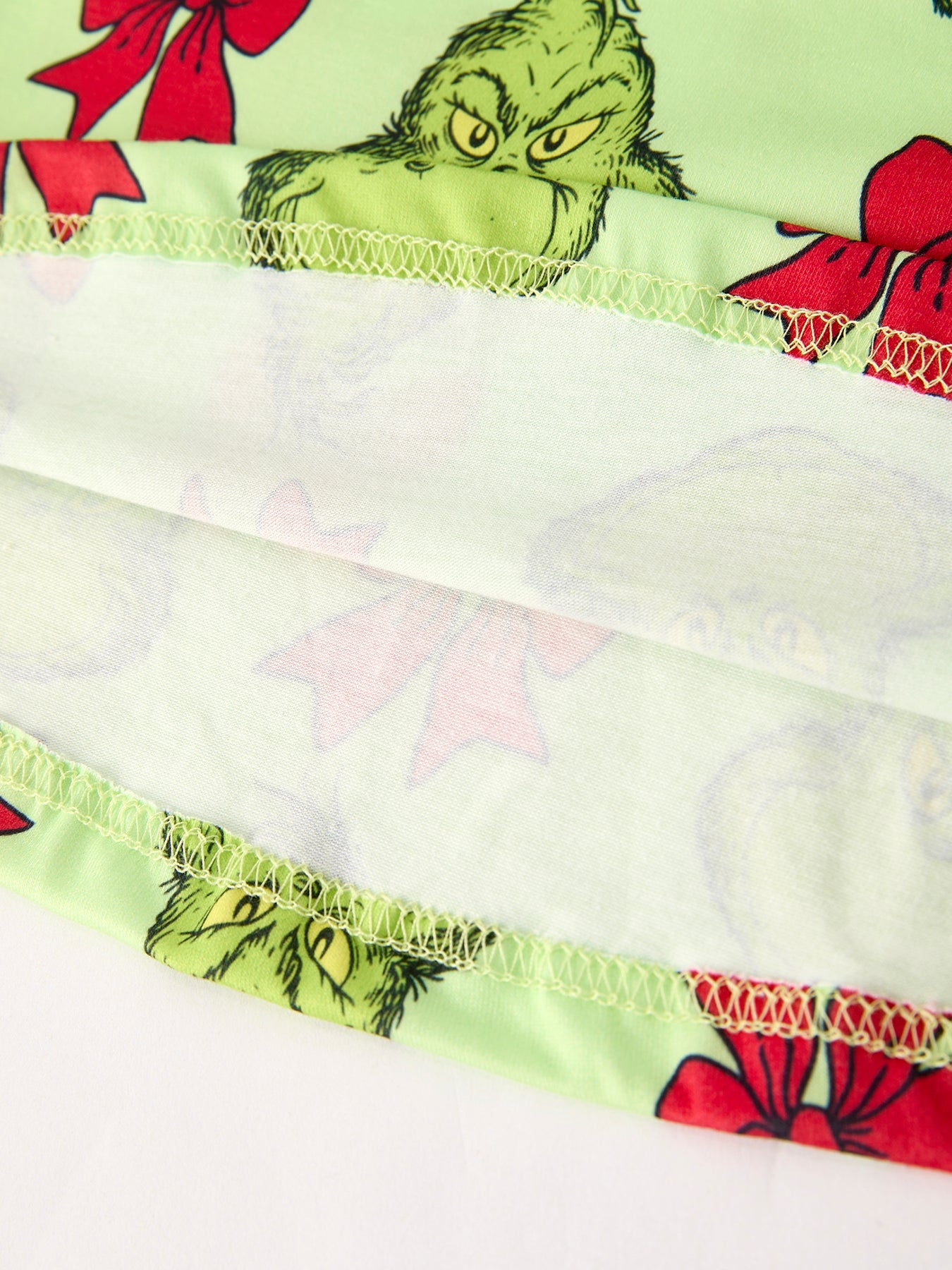 Winter Christmas Tree Bow Character Print Green Girls Dress