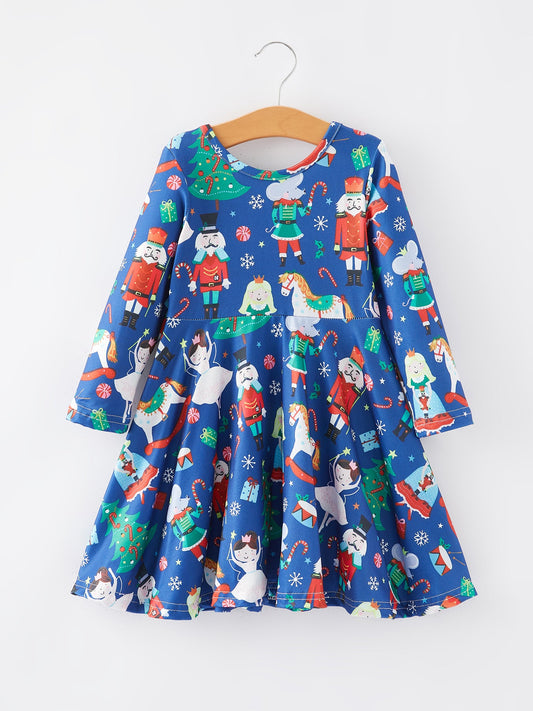 Christmas Characters Print Girls Dress