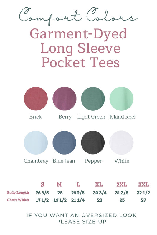 Comfort Colors Sun and Wave Lake Beach Vacation Pocket Long Sleeve Shirt