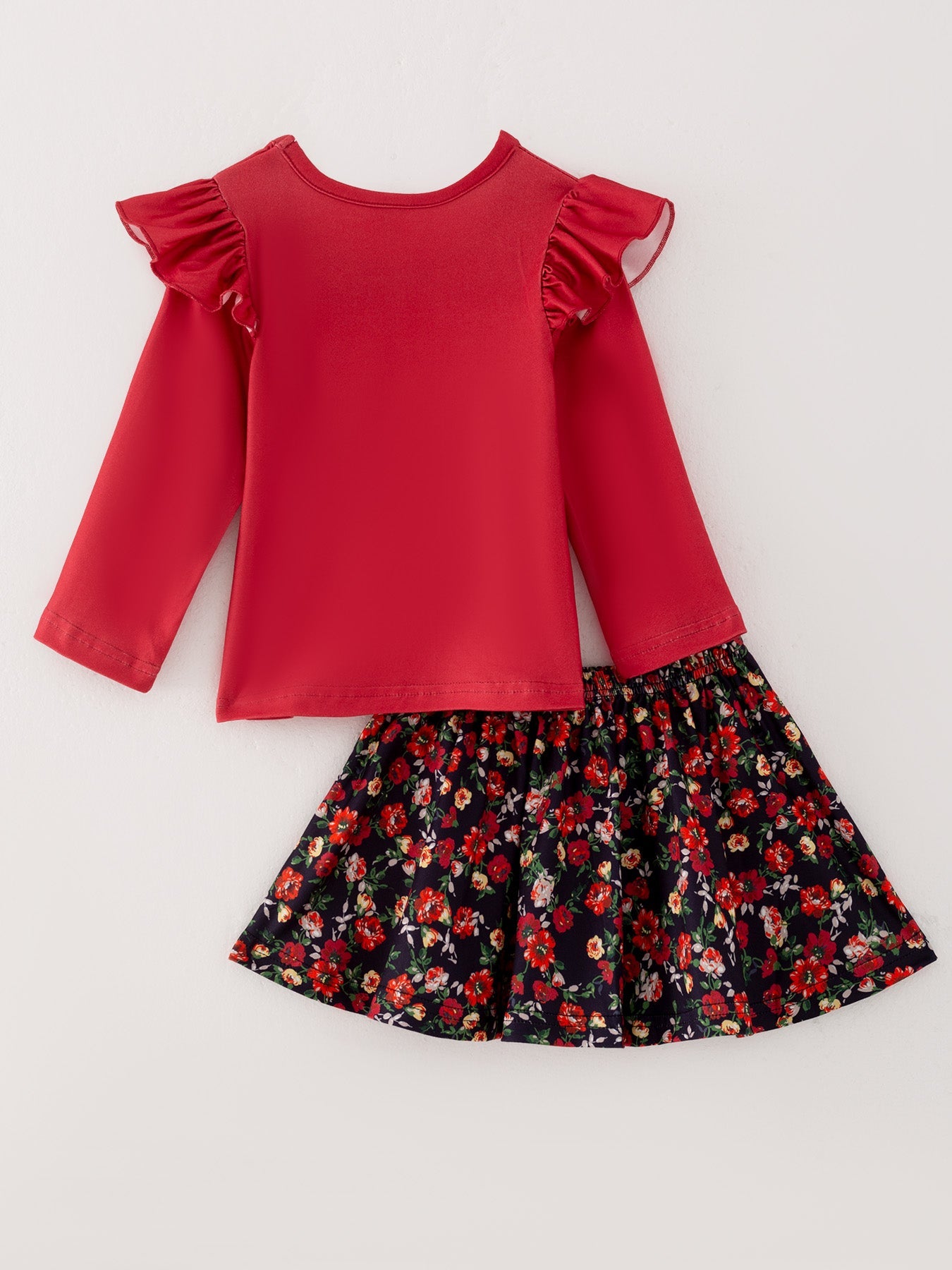 Girls Fall 4-piece set Letter Print Top+Skirt