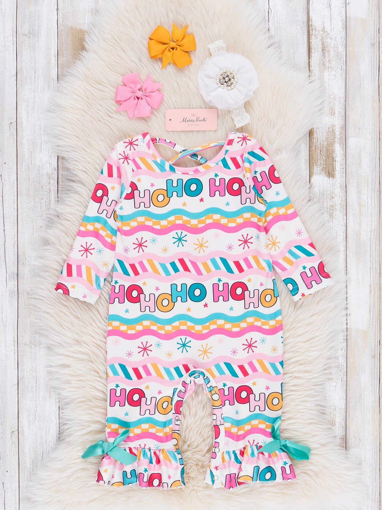 Teal & Pink "HO HO HO" Romper