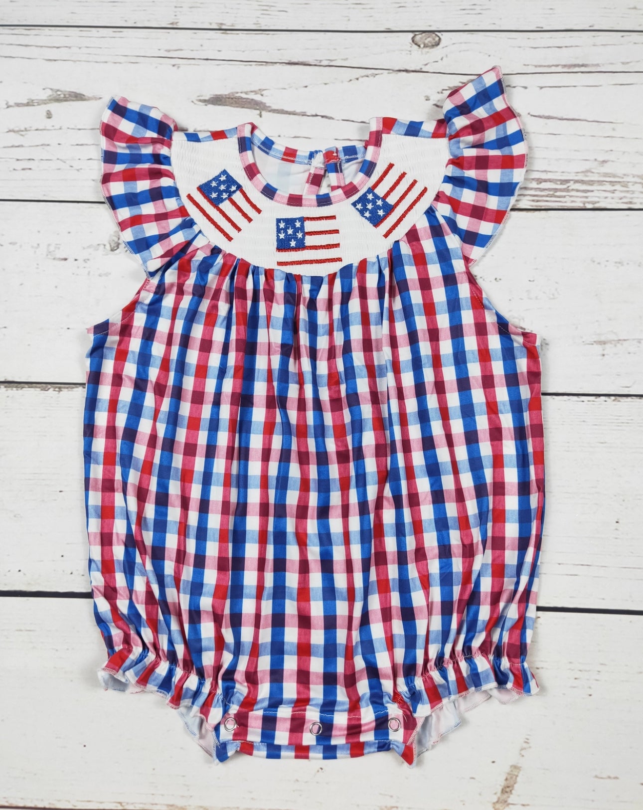 Baby Girl Smocked Patriotic Bubble