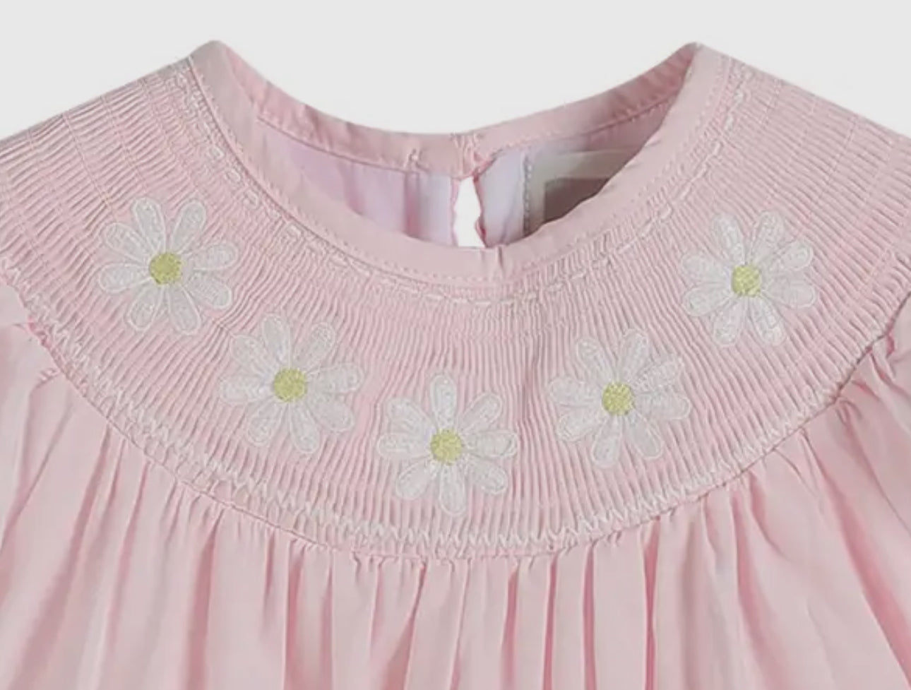 Light Pink Daisy Smocked Top and
Bloomer 2 Pc Set