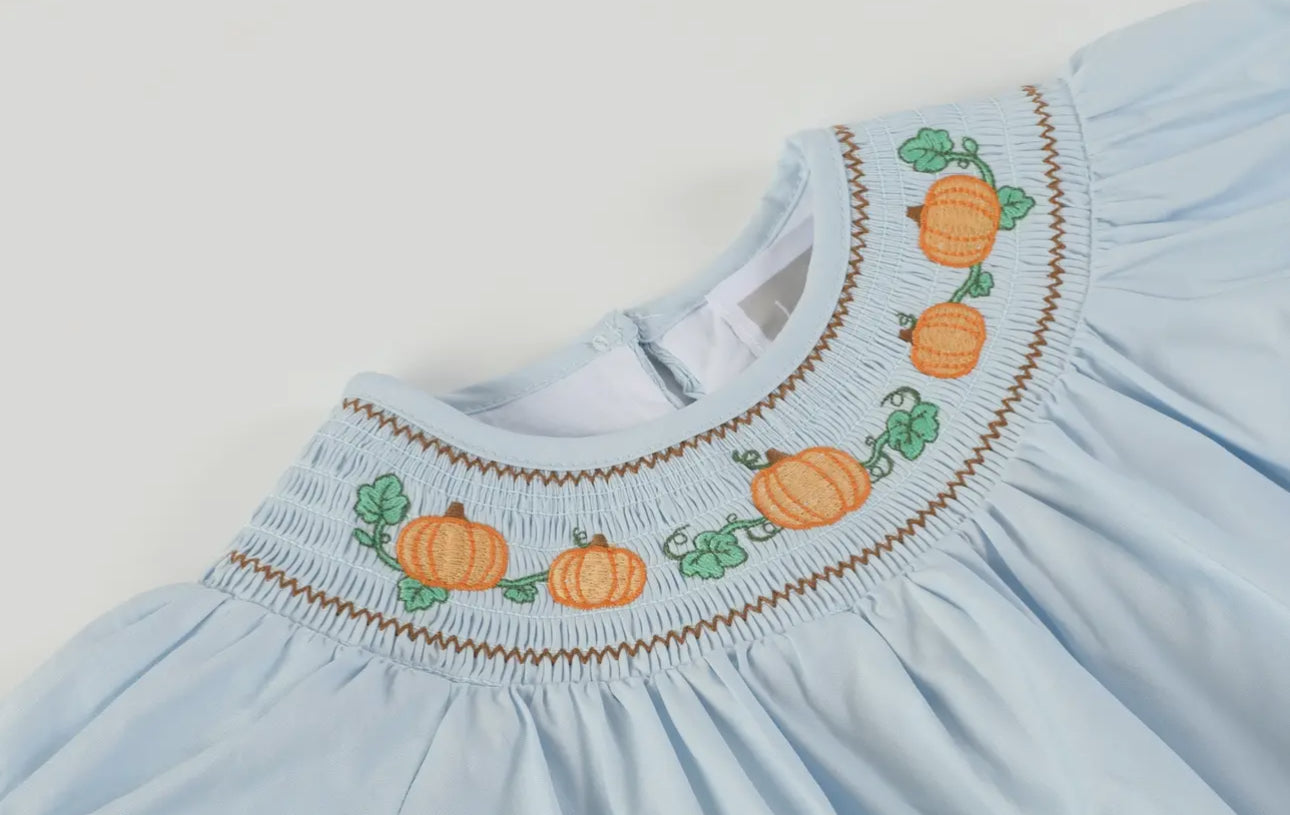 Blue Pumpkin Smocked Dress and
Bloomers Set