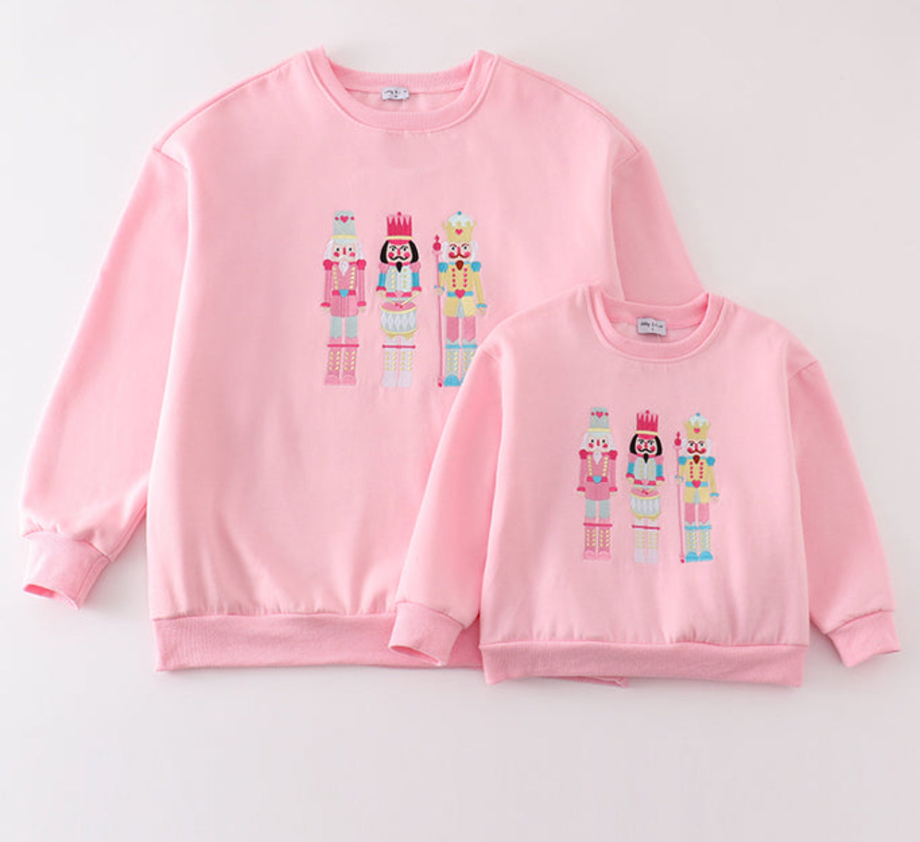 Pink nutcracker embroidery mom&me fleece sweatshirt