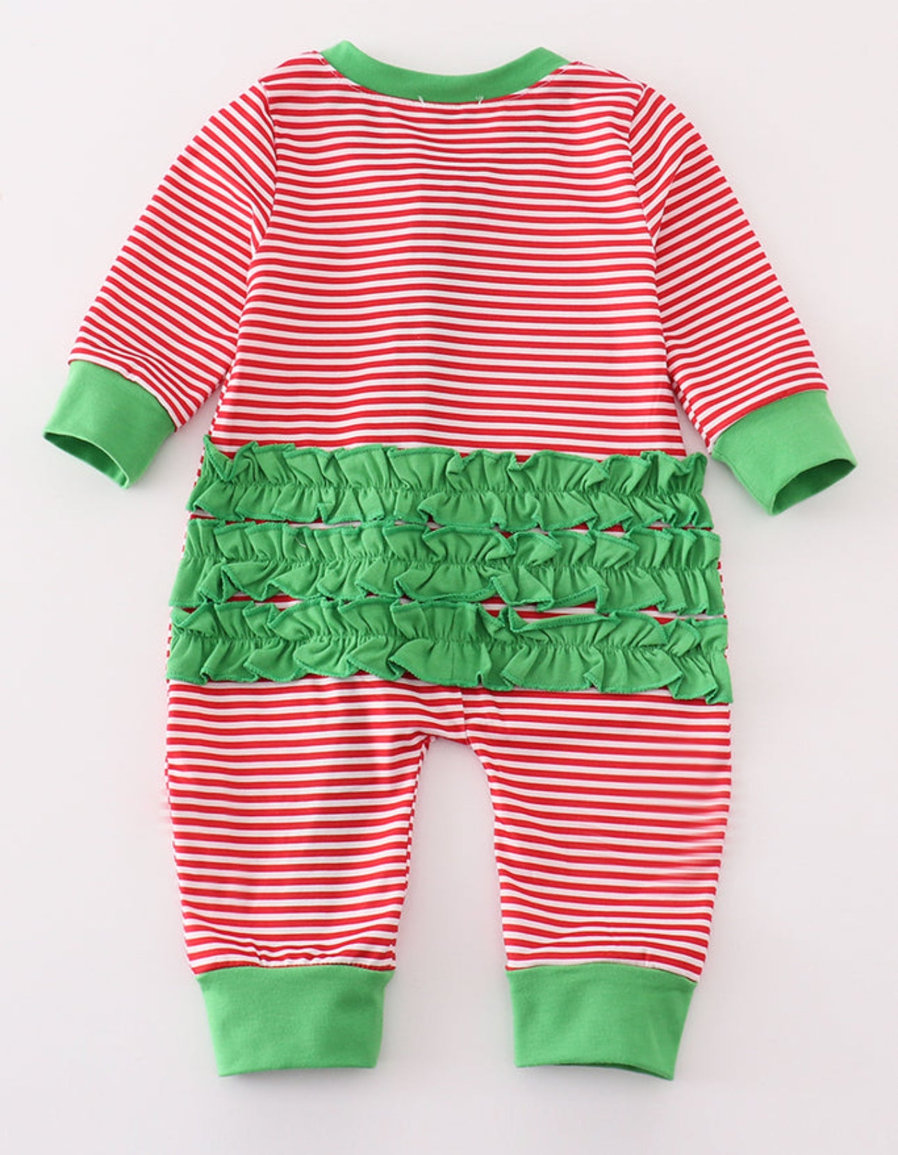 Red Christmas Tree Ruffle Girl Romper