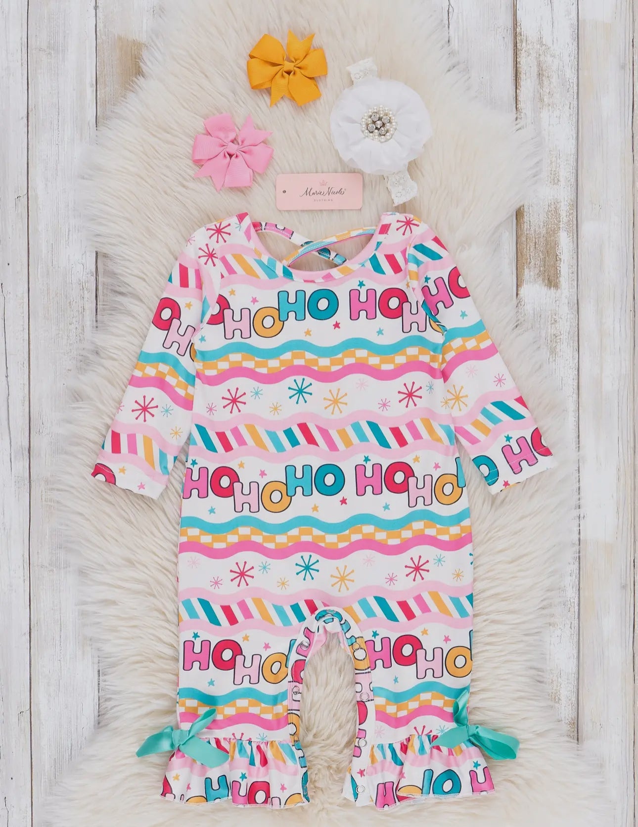 Teal & Pink "Ho Ho Ho" Romper