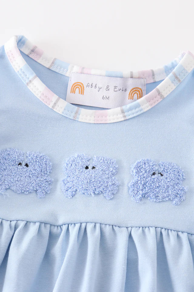 Crab French Knot Stripe Baby Girl Set