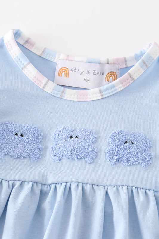 Crab French Knot Stripe Baby Girl Set