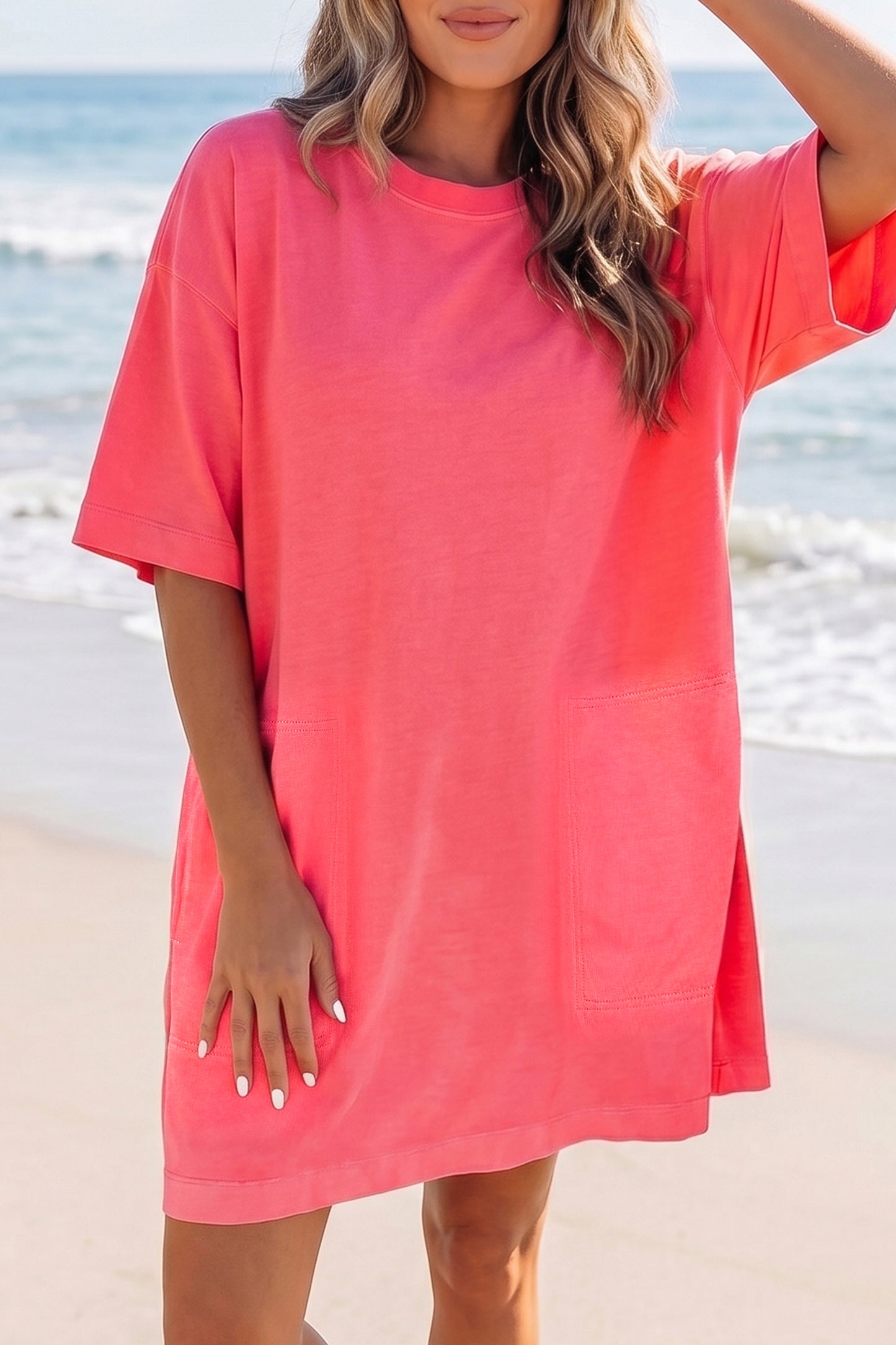 Drop Shoulder Loose Casual T Shirt Mini Dress