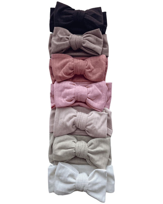 Skinny Knit Large Bow Headband - Ivory