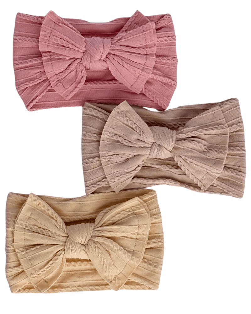 Solid Knit Nylon Headband - Cream