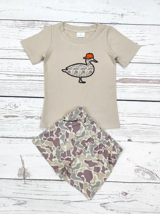 Boys Camo Duck Applique Shorts Set