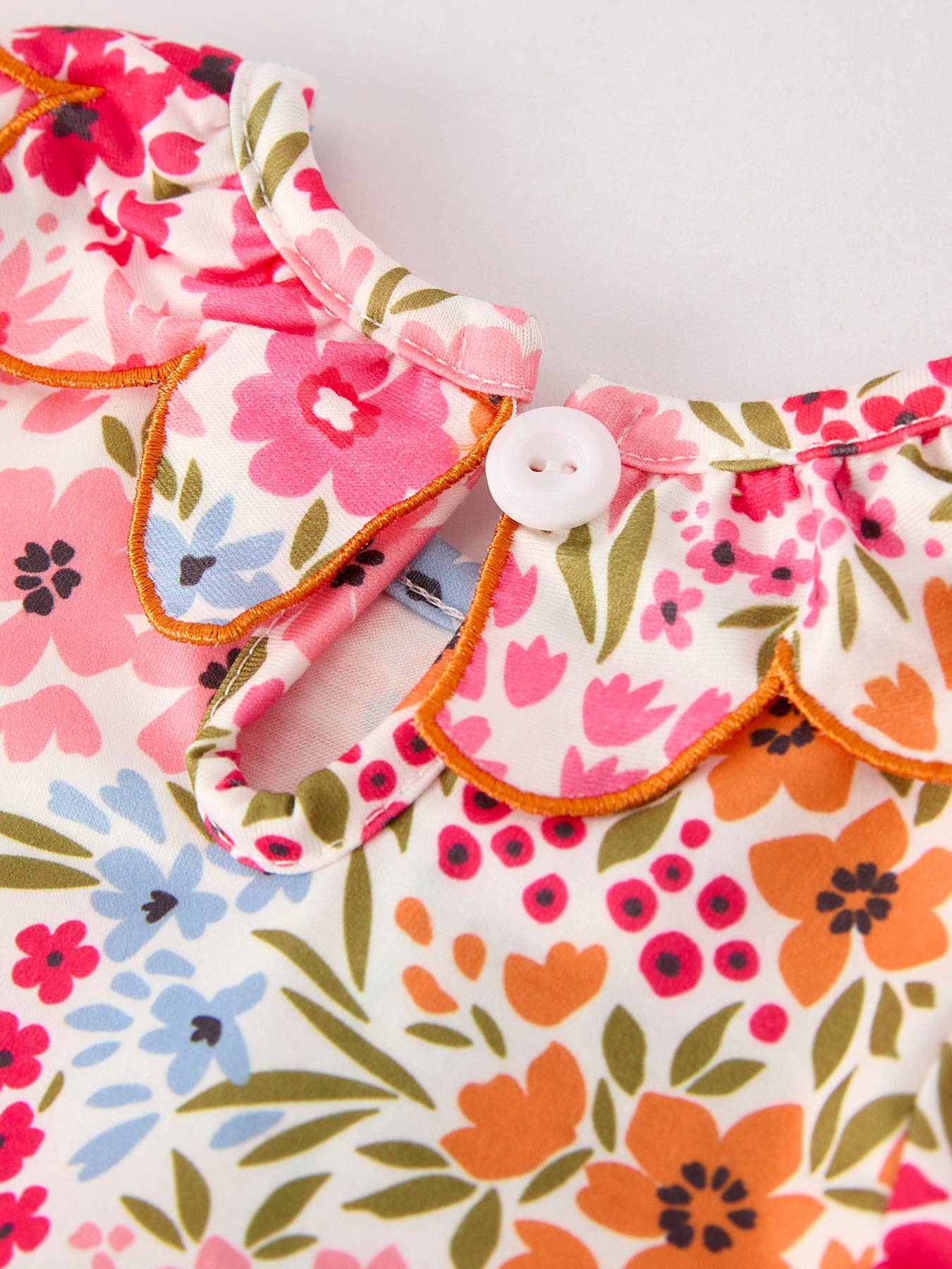Halloween Pumpkin Bow Smock Embroidered Floral Baby Girl Romper