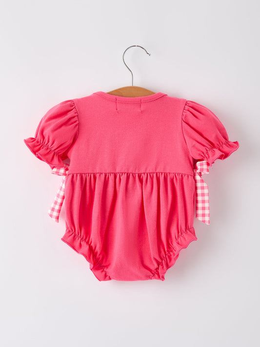 Hot Pink Smocked Church Christ Bishop Christening Romper