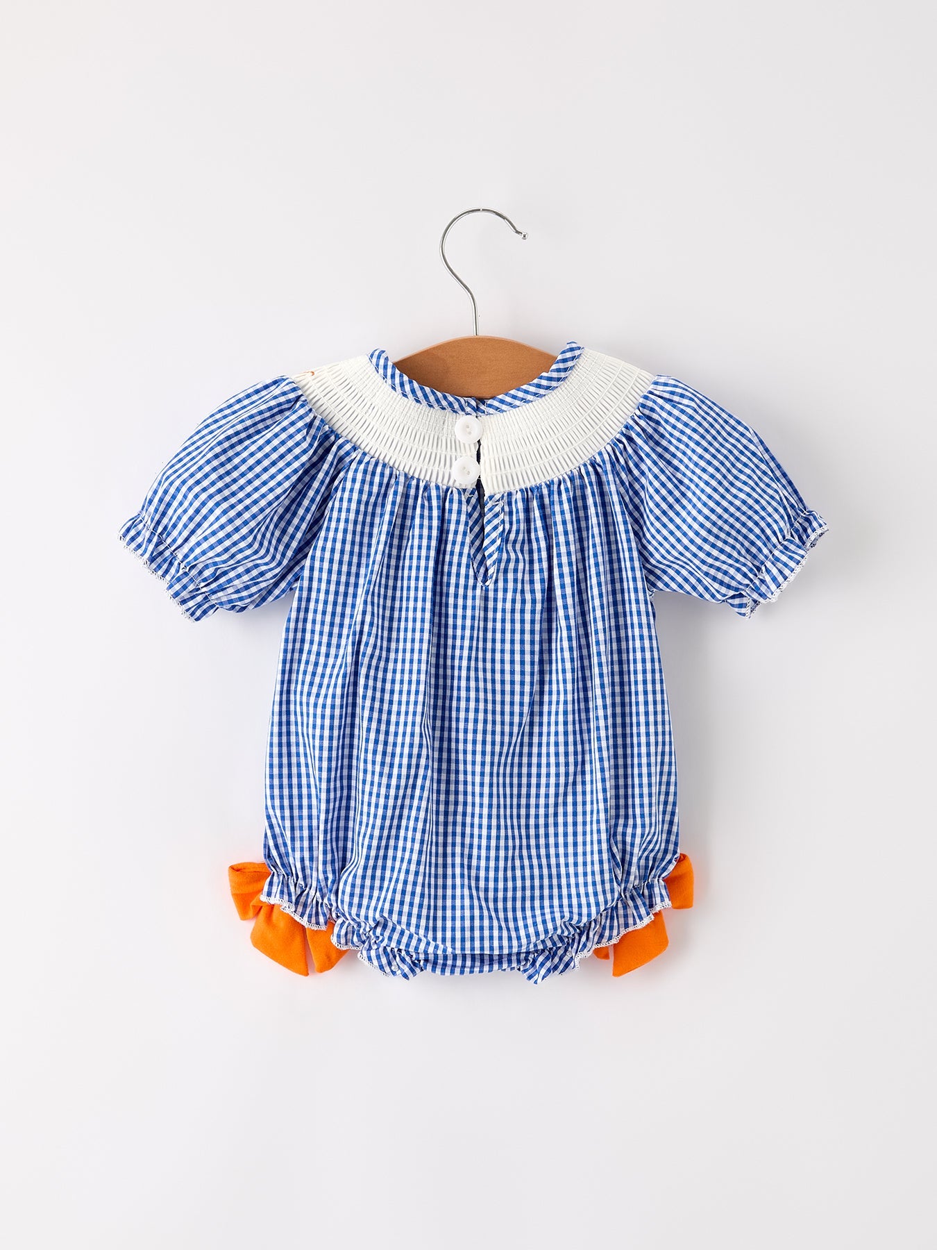Fall Thanksgiving & Halloween Truck Smock Embroidery Baby Girl Romper
