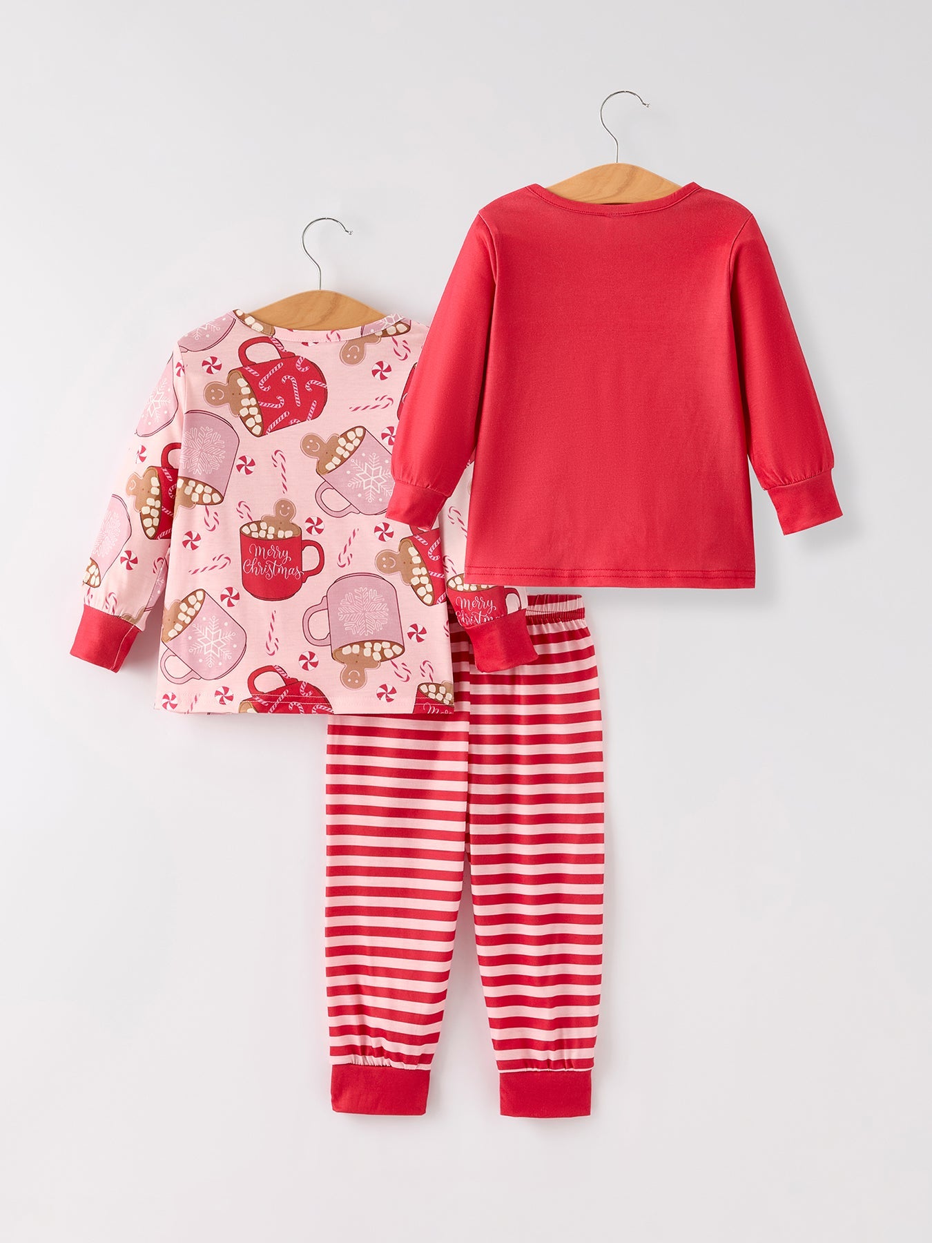 Christmas Print 2 Tops + 1 Pant Combination Girls Pajama Set