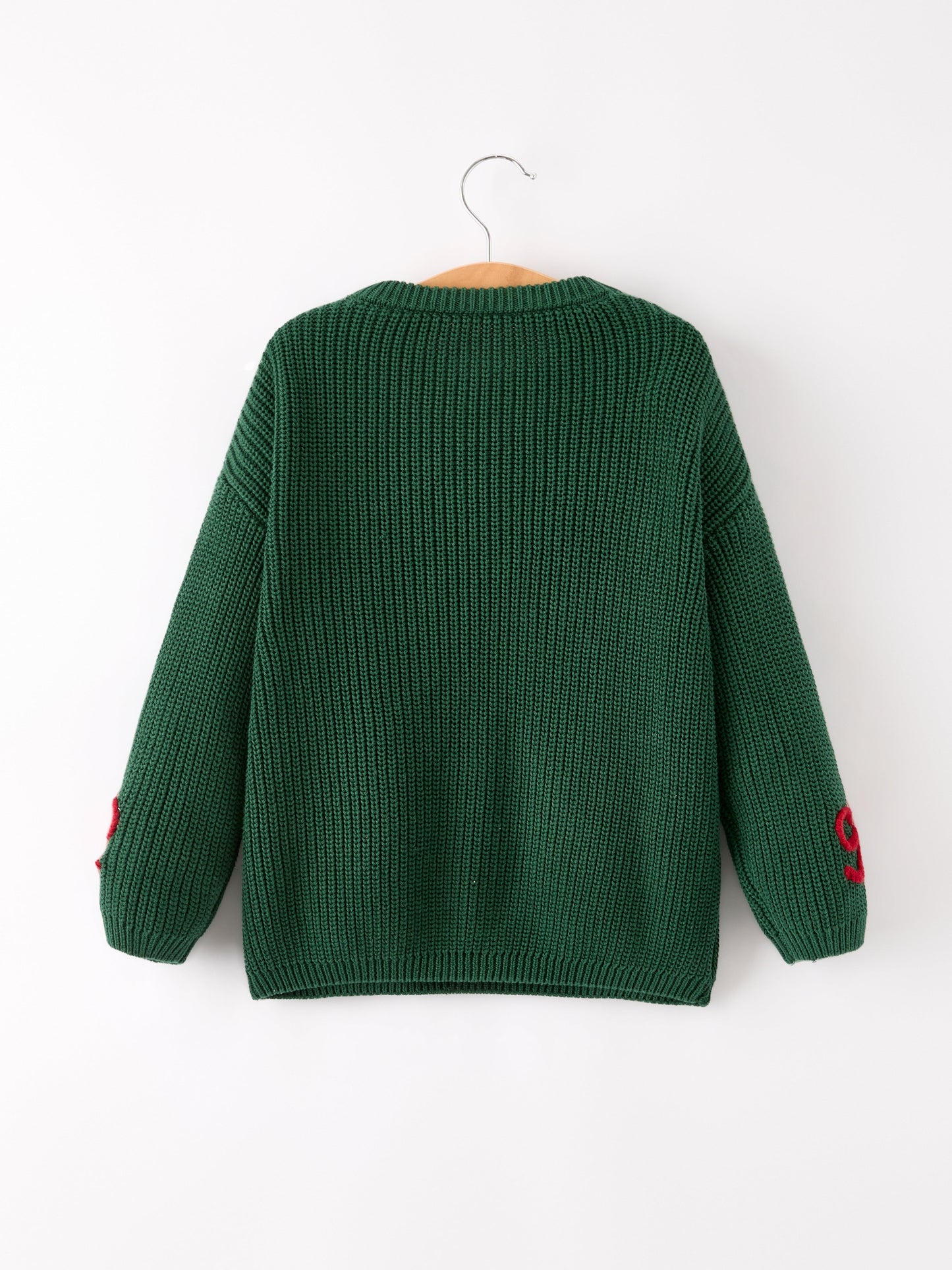 Christmas Winter Bow Dark Green Girls Pullover Sweater