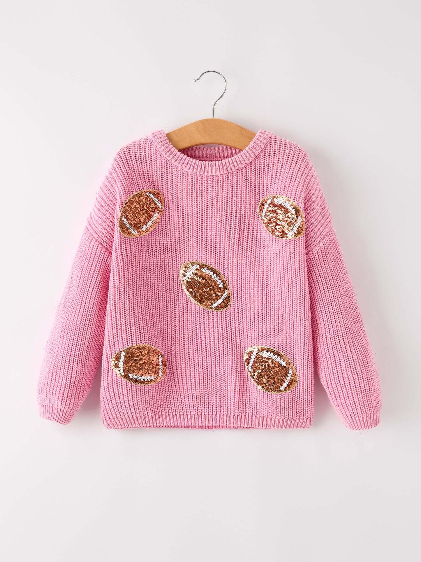 Winter Christmas Pink Football Girls Pullover Sweater
