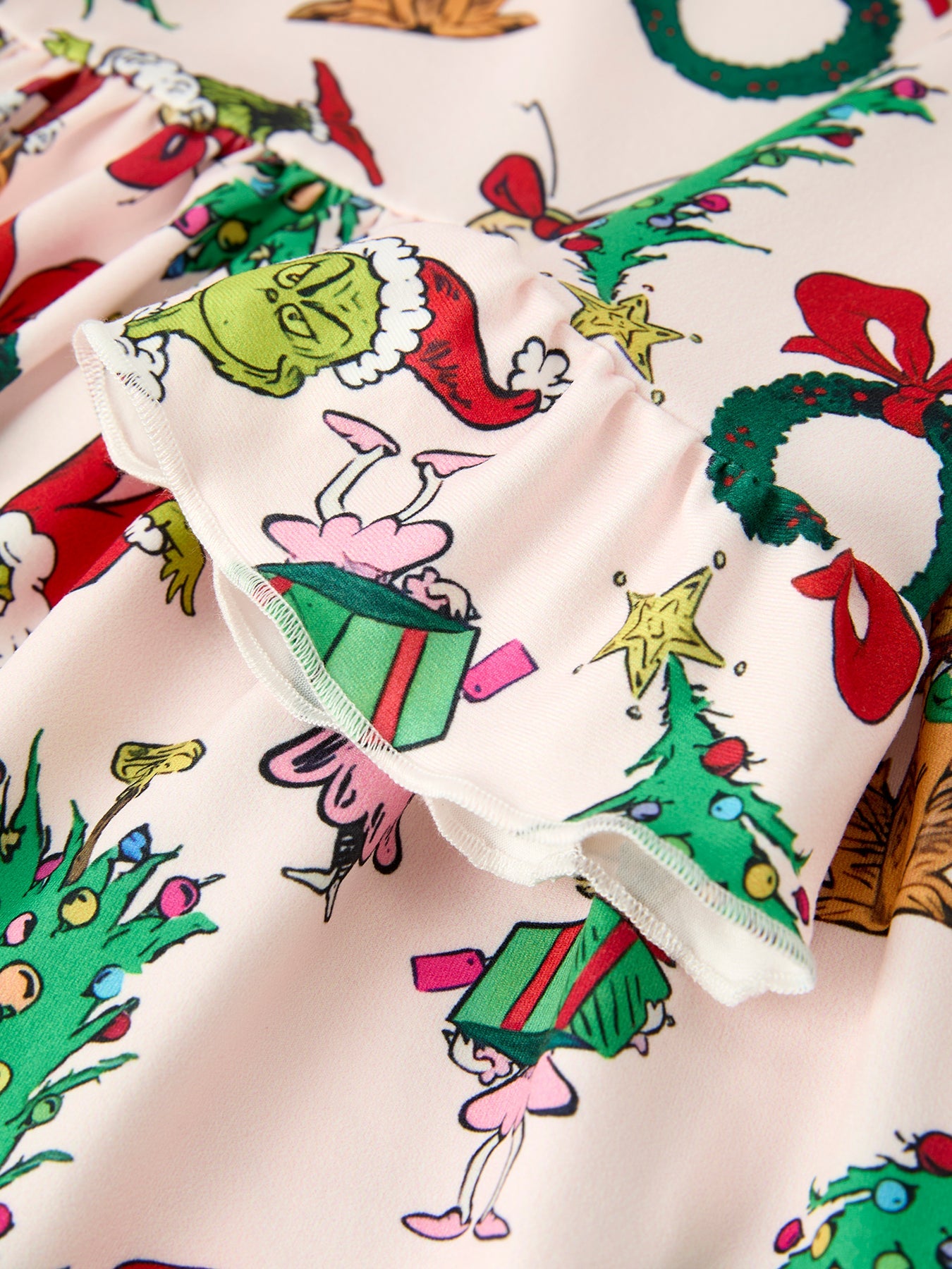Christmas Character Print  Girls Dress with Ruffle Sleeves