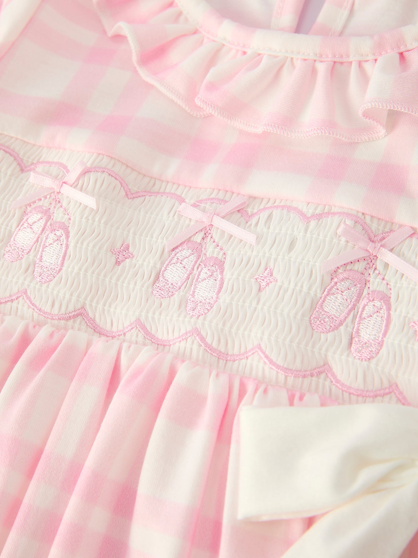 Christmas Pink Cute Bow Plaid Baby dress: Soft and Comfortable