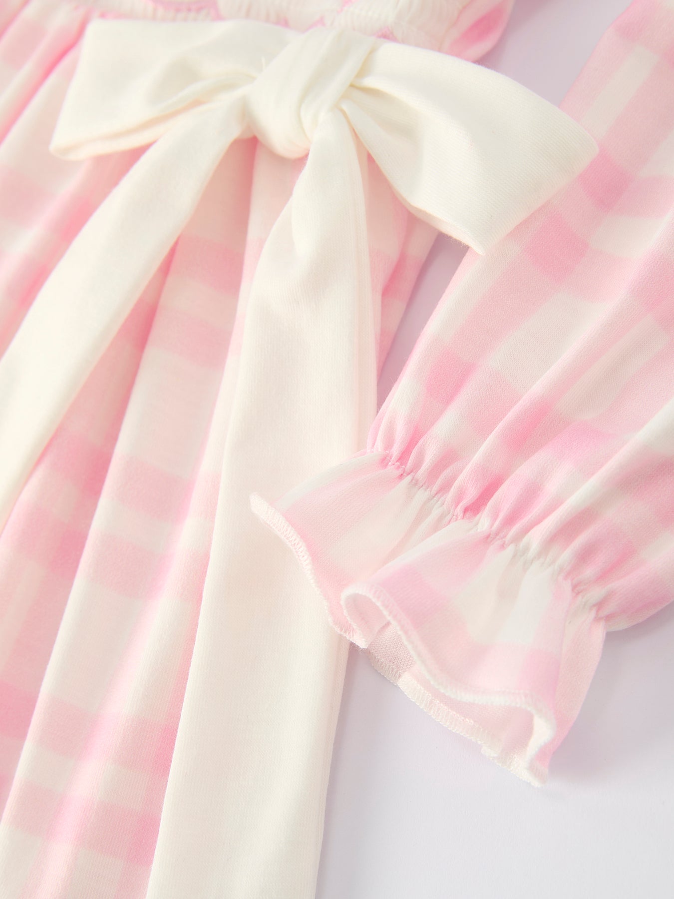 Christmas Pink Cute Bow Plaid Baby dress: Soft and Comfortable