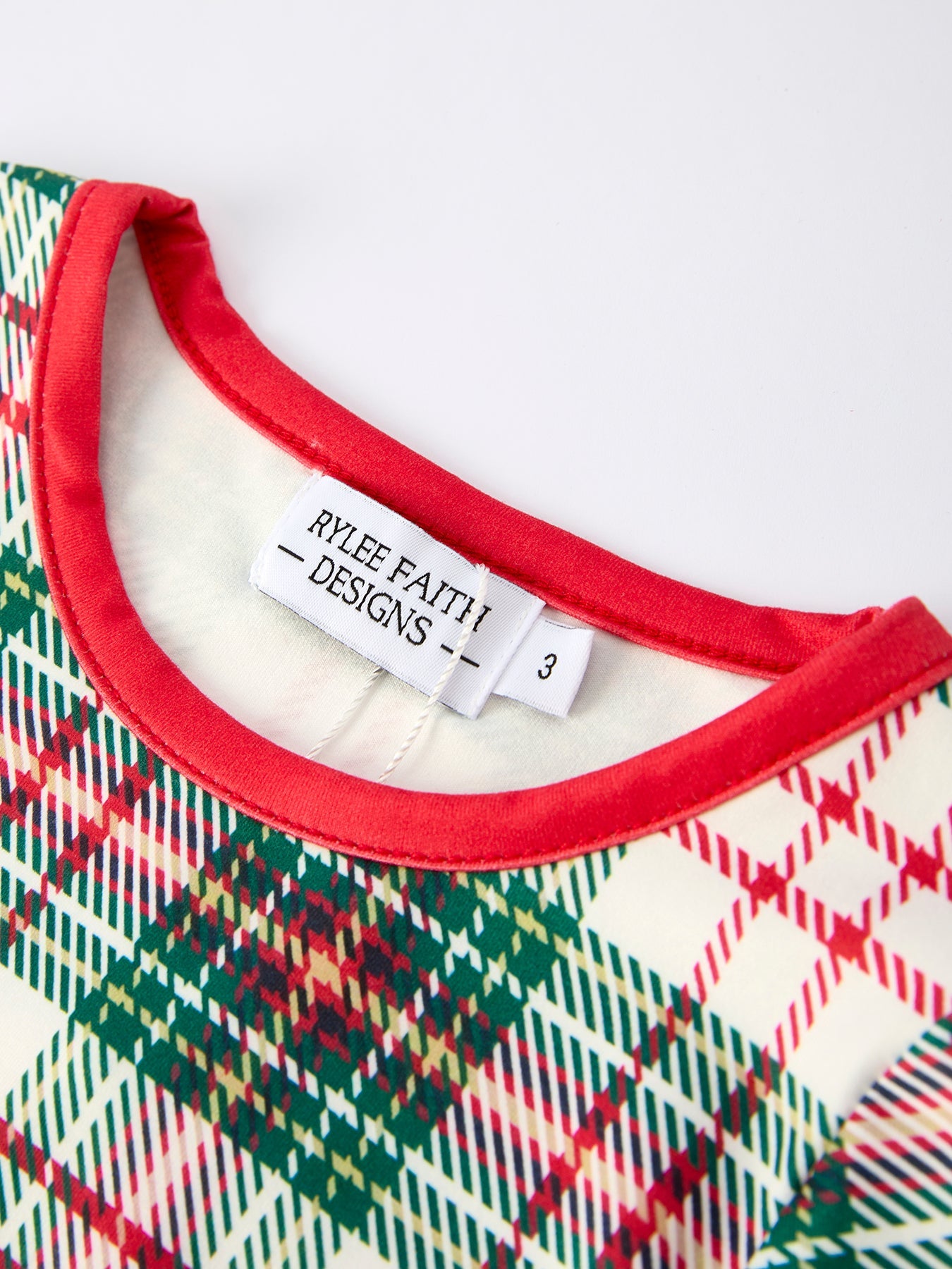 Mommy & Me Christmas Plaid Girls Pajamas Set with Long Sleeves and Red Cuffs