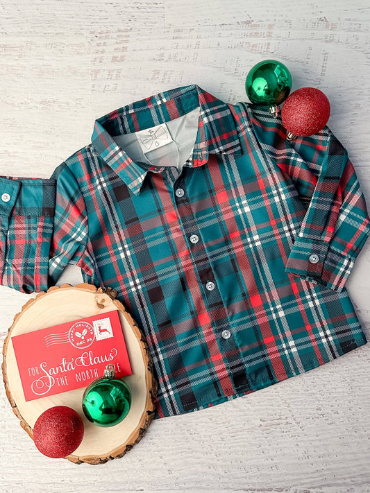 Boy's Red & Green Plaid Shirt: Fall 2025
