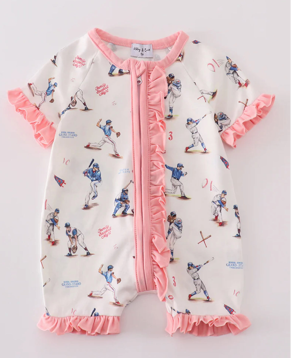 Baseball Print Girl Romper