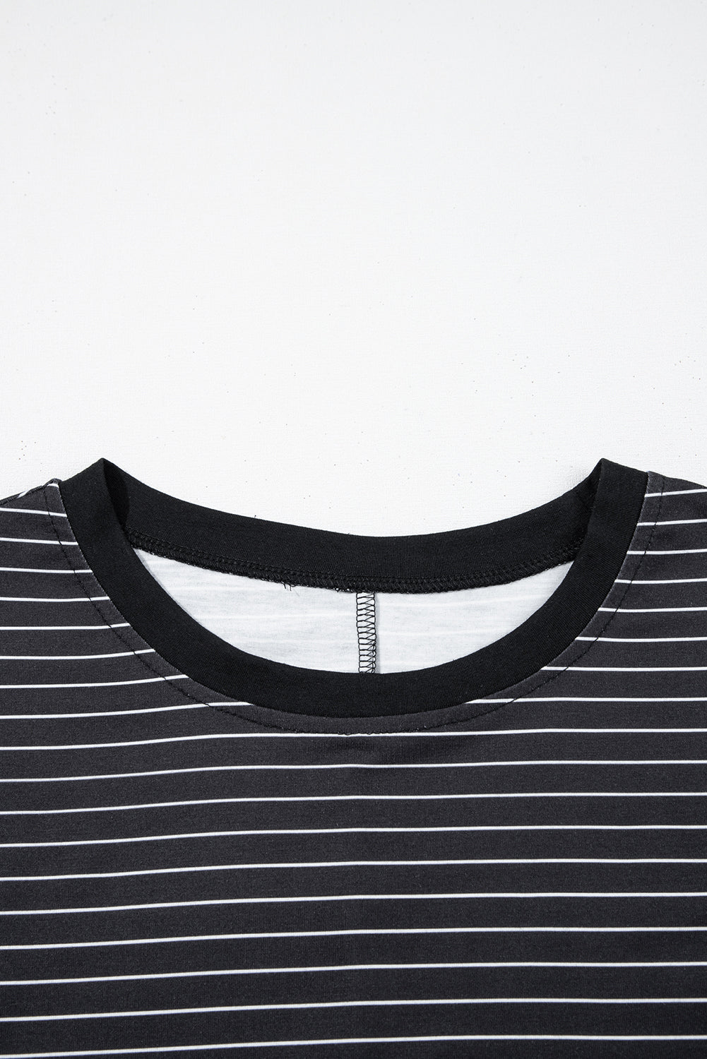 Green Stripe Ruffled Short Sleeve Crew Neck T Shirt Shift Mini Dress