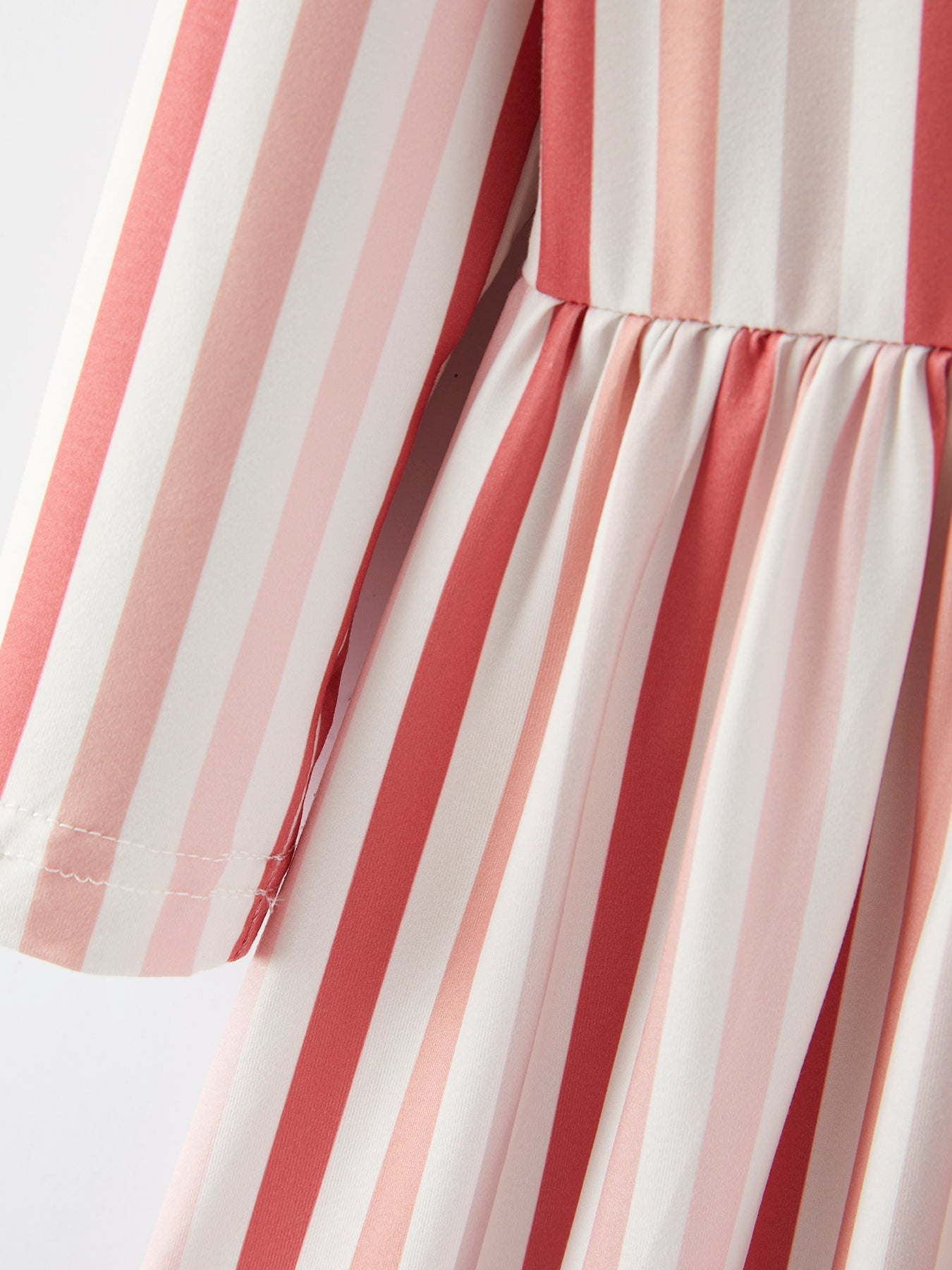 Girls Christmas Santa Print Stripe Dress 2-piece Set