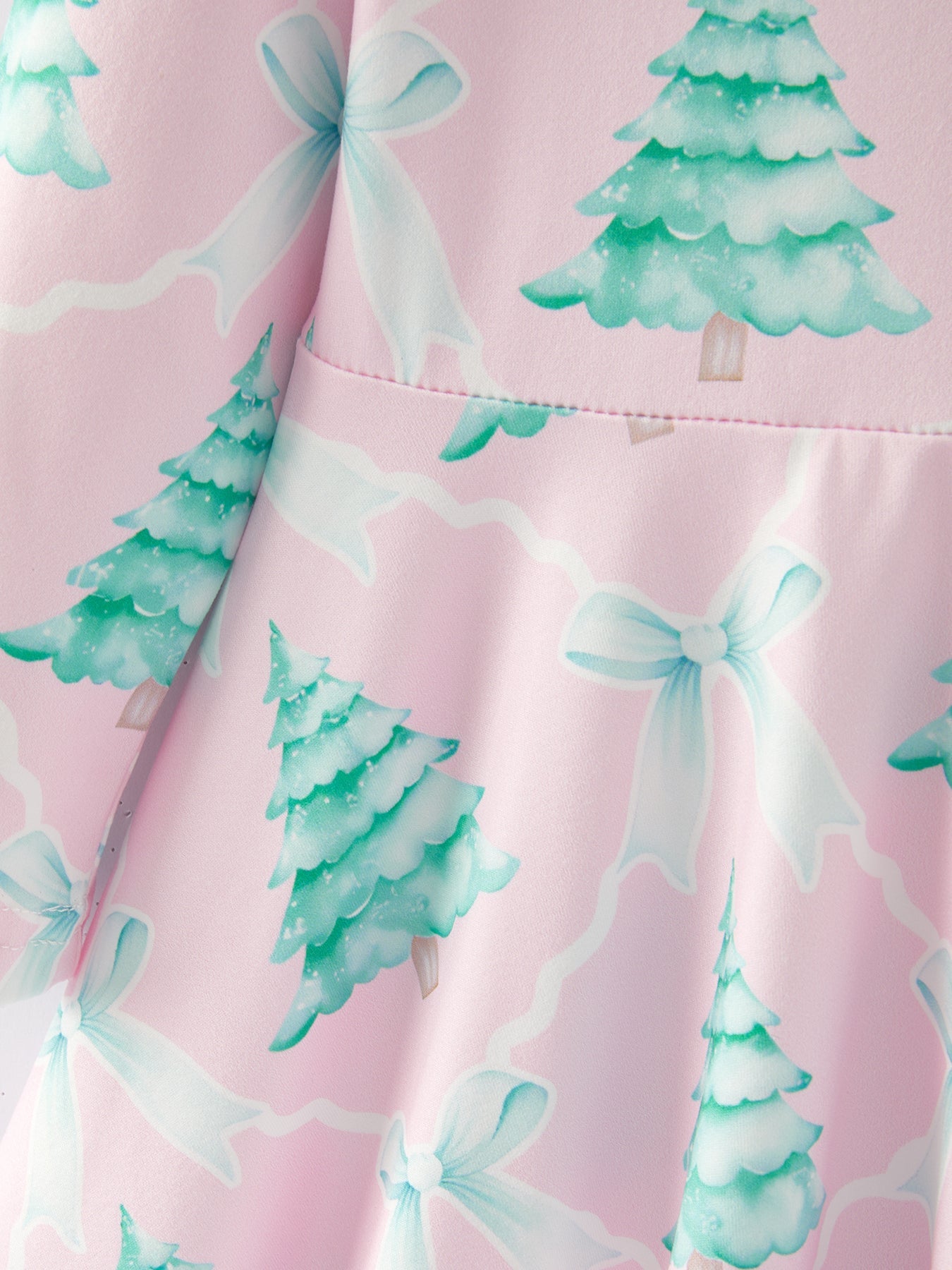 PREORDER Christmas Tree Bow Print Girls Dress