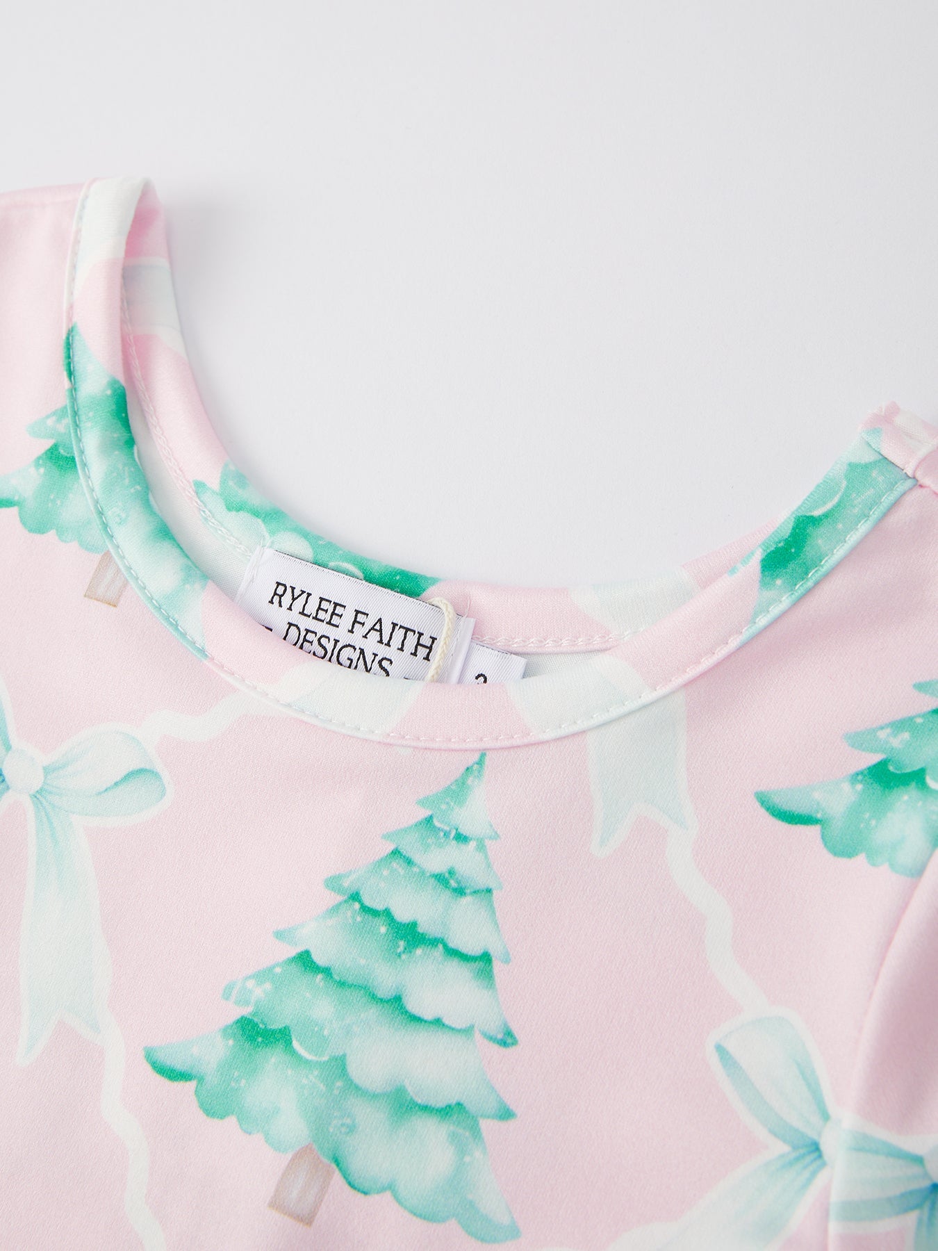 PREORDER Christmas Tree Bow Print Girls Dress