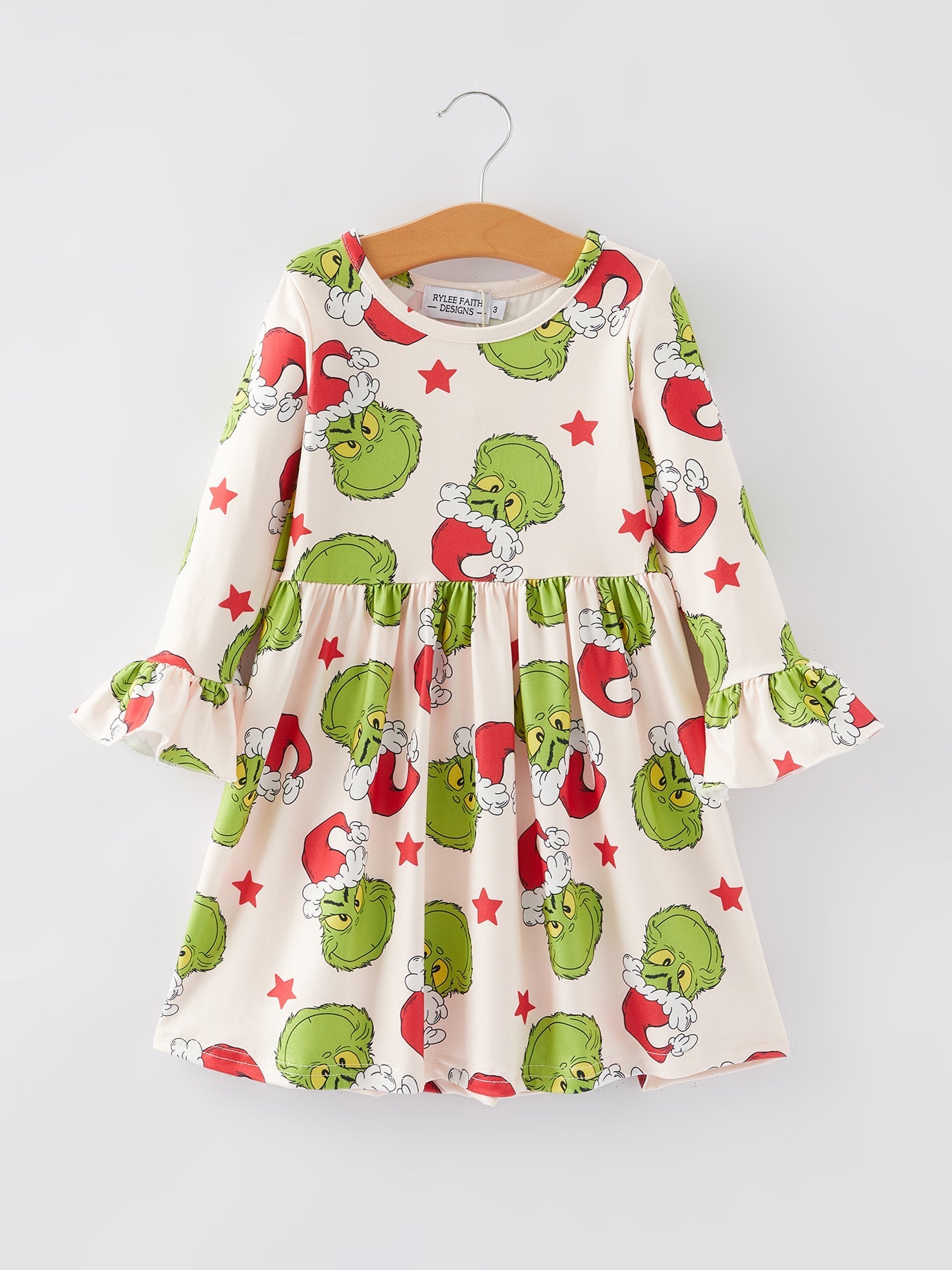 Christmas Cartoon Characters Stars Print Girls Dress