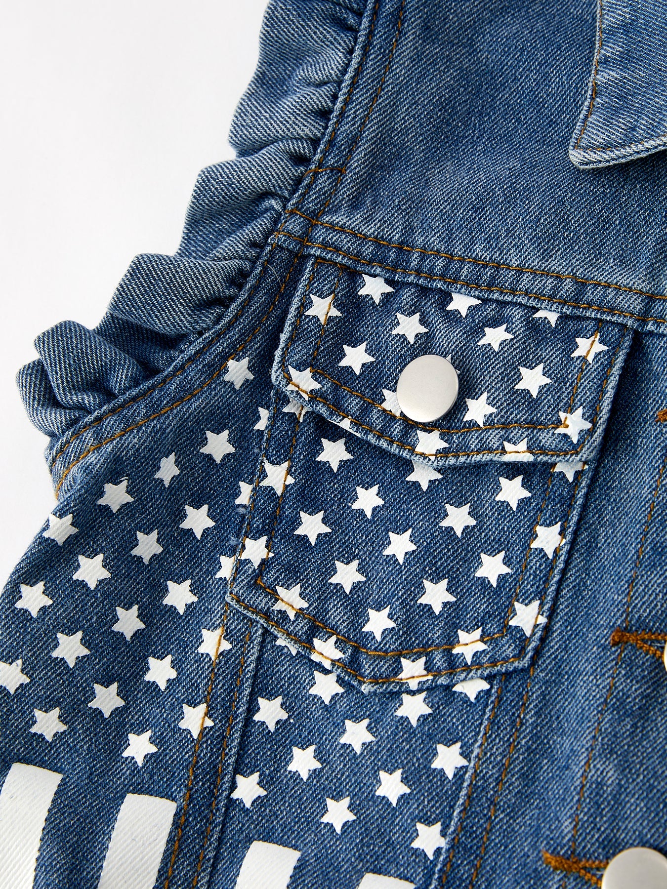 4th of july Stars Stripes Vest Girls Denim Vest