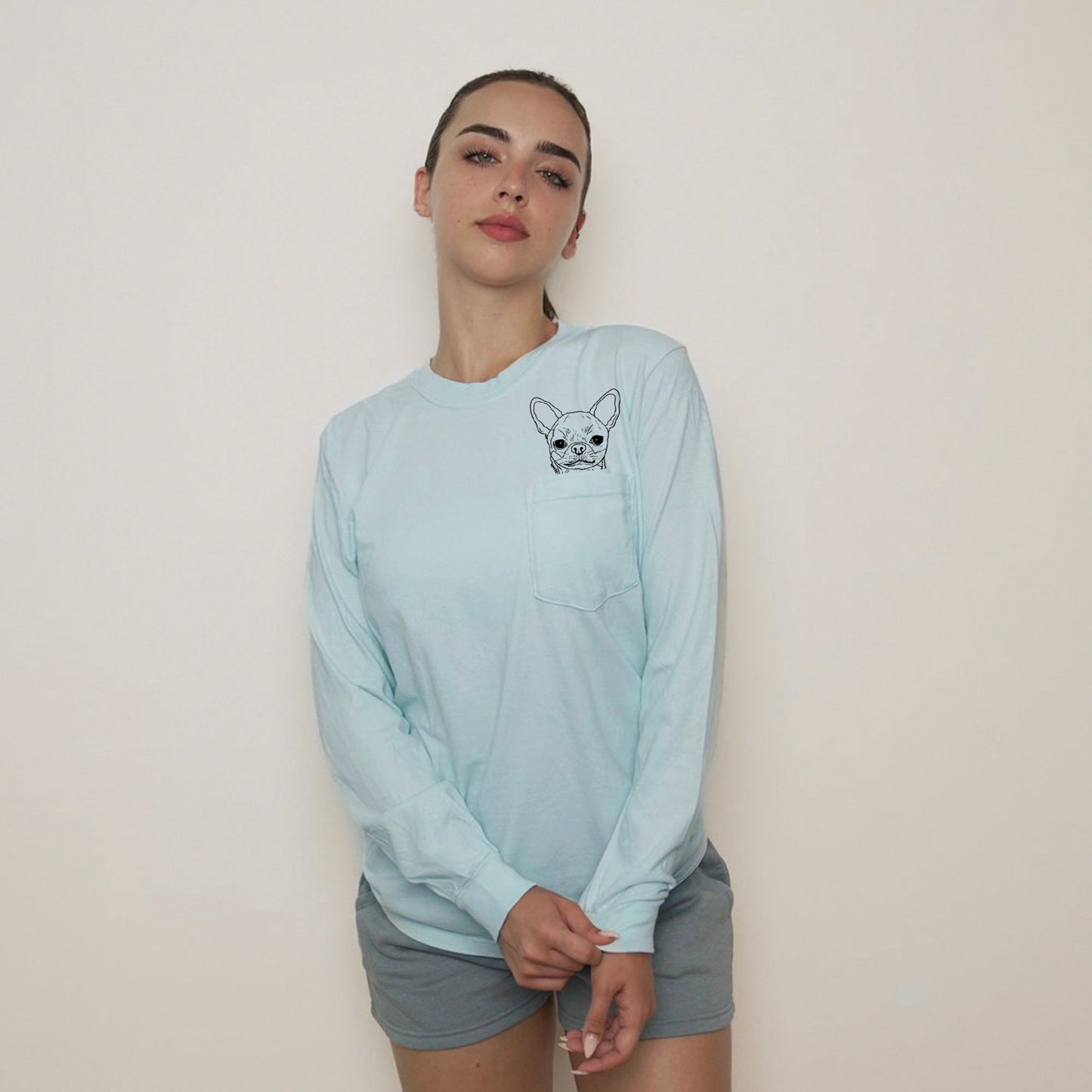 Comfort Colors Chihuahua Dog Mom Pocket Long Sleeve Shirt