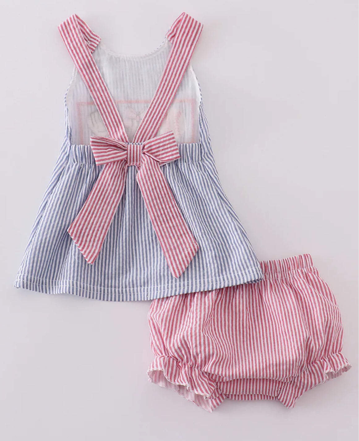 Pink Baseball Embroidery Smocked Bloomer Set