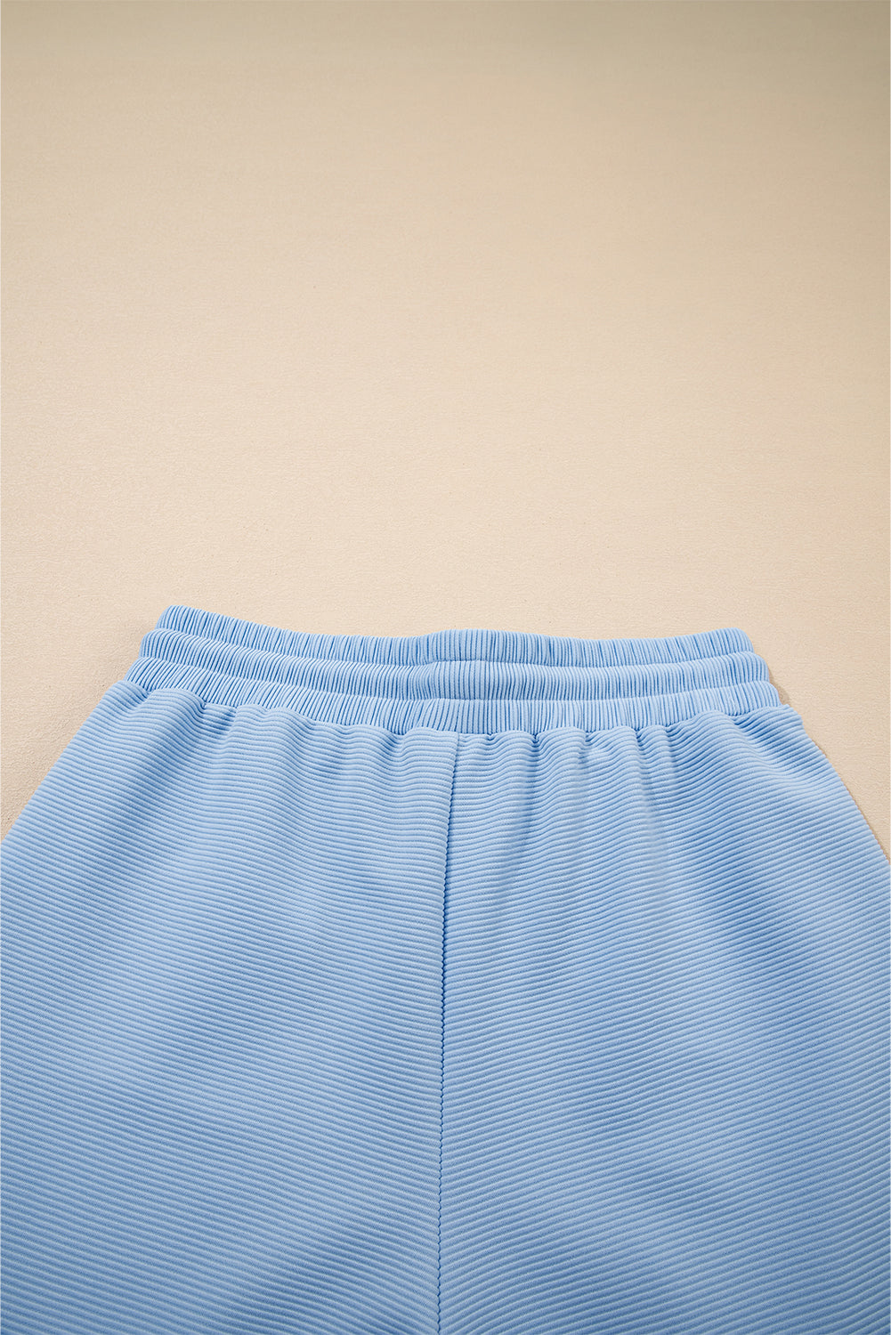 Apricot Textured Ruffled Sleeve Zipped Top and Wide Leg Pants Set