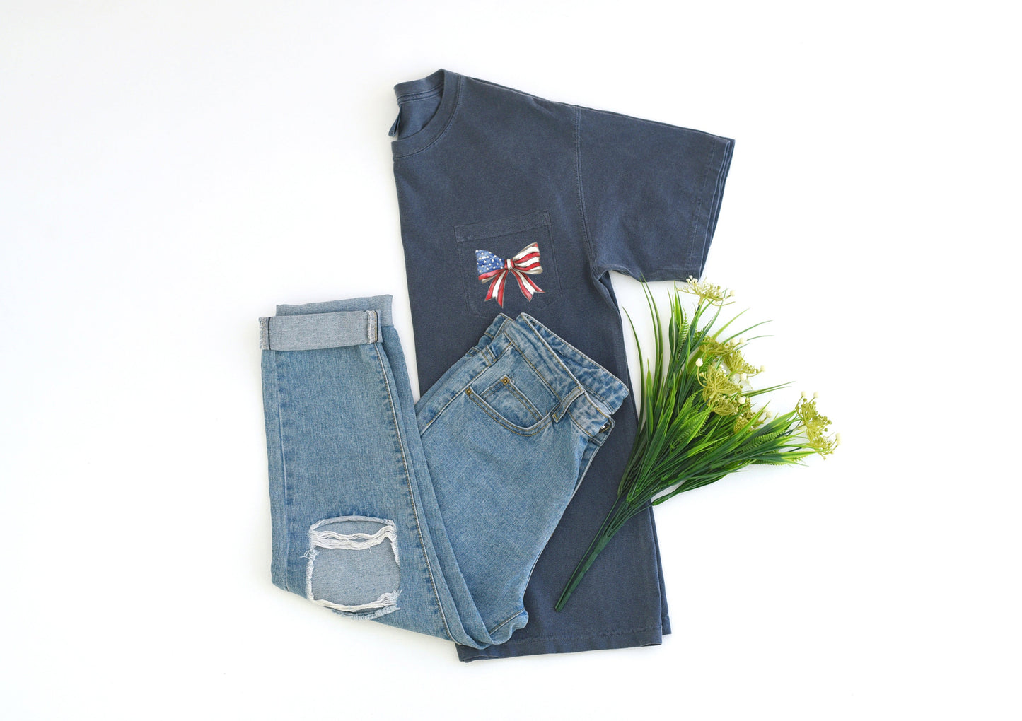 America Flag USA Ribbon Color Comfort Colors Pocket T Shirt | Independent day, Memorial's day
