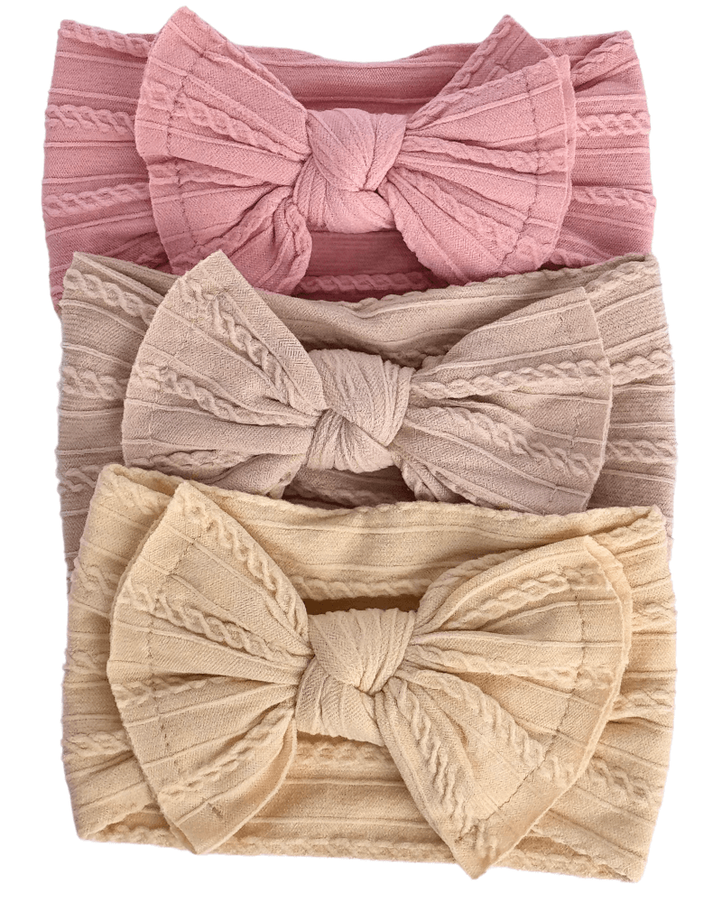 Solid Knit Nylon Headband - Cream