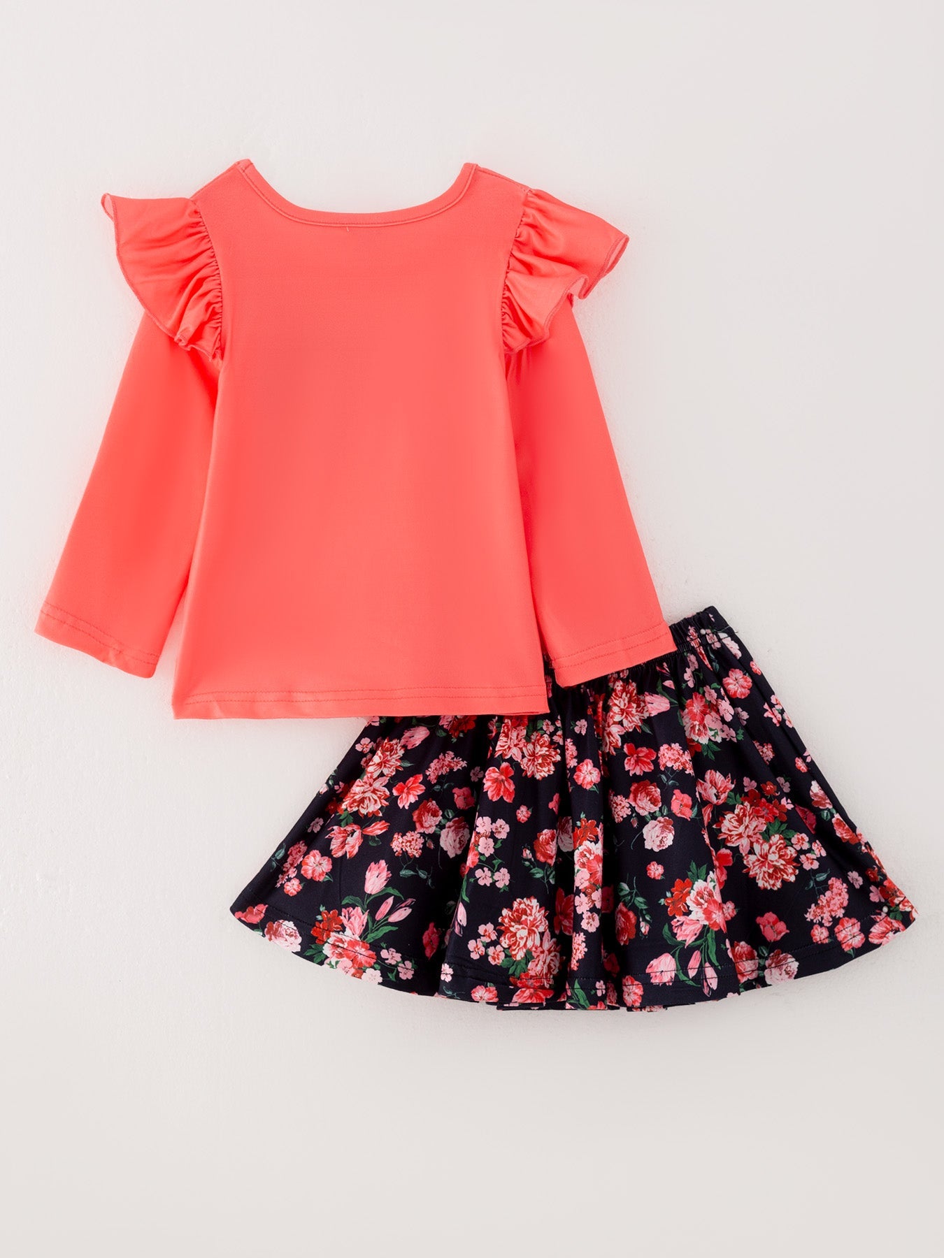 Girls Fall 4-piece set Letter Print Top+Skirt