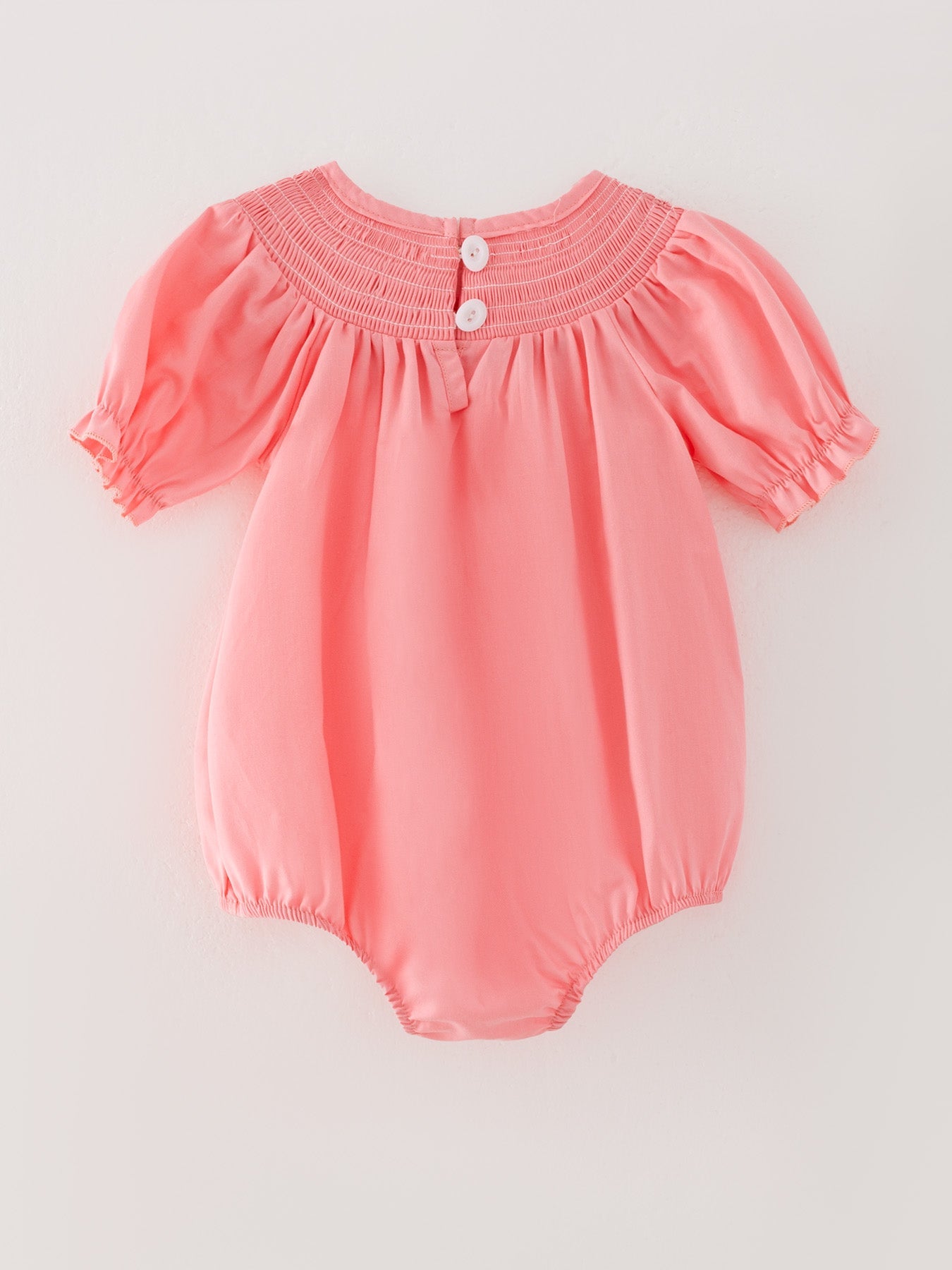 CORAL Smocked Church Christ Bishop Christening Girls Romper