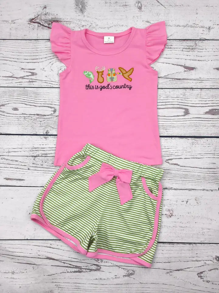 This is God's Country Girls Shorts Set