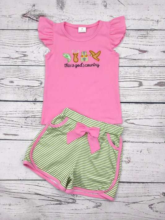 This is God's Country Girls Shorts Set