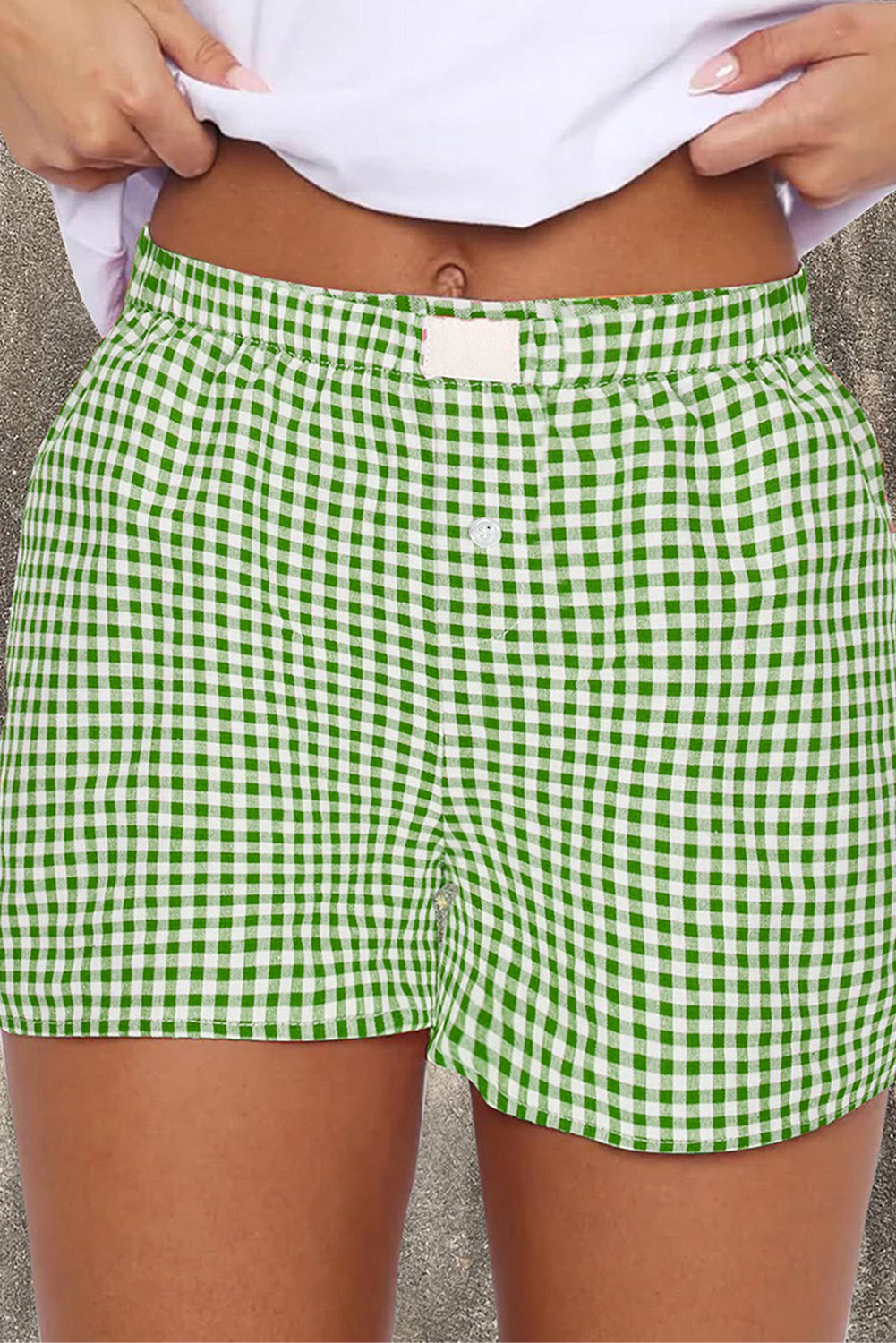 Red Plaid Gingham Printed High Waist Shorts