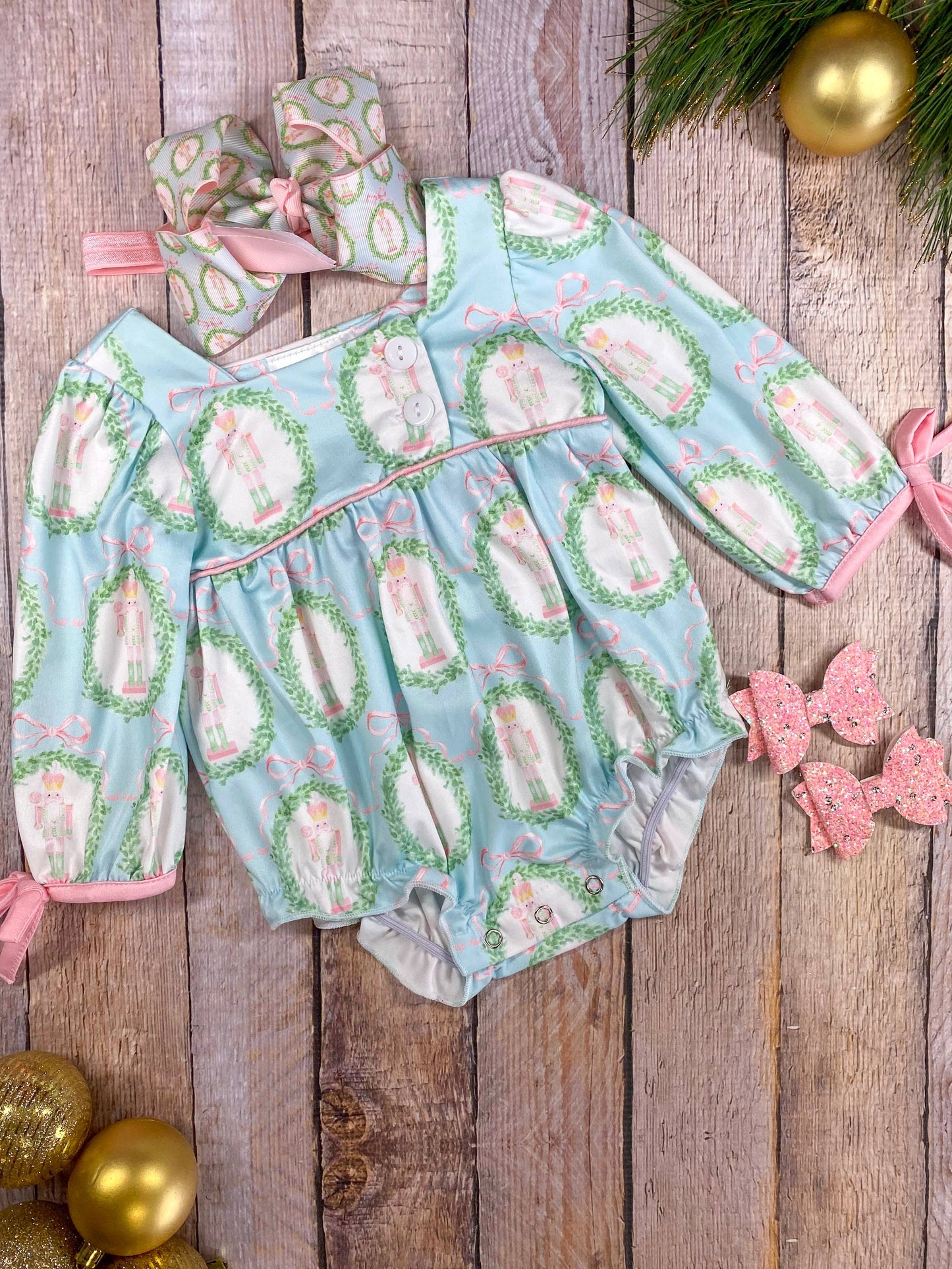 Nutcracker & Tied Sleeves Infant Romper