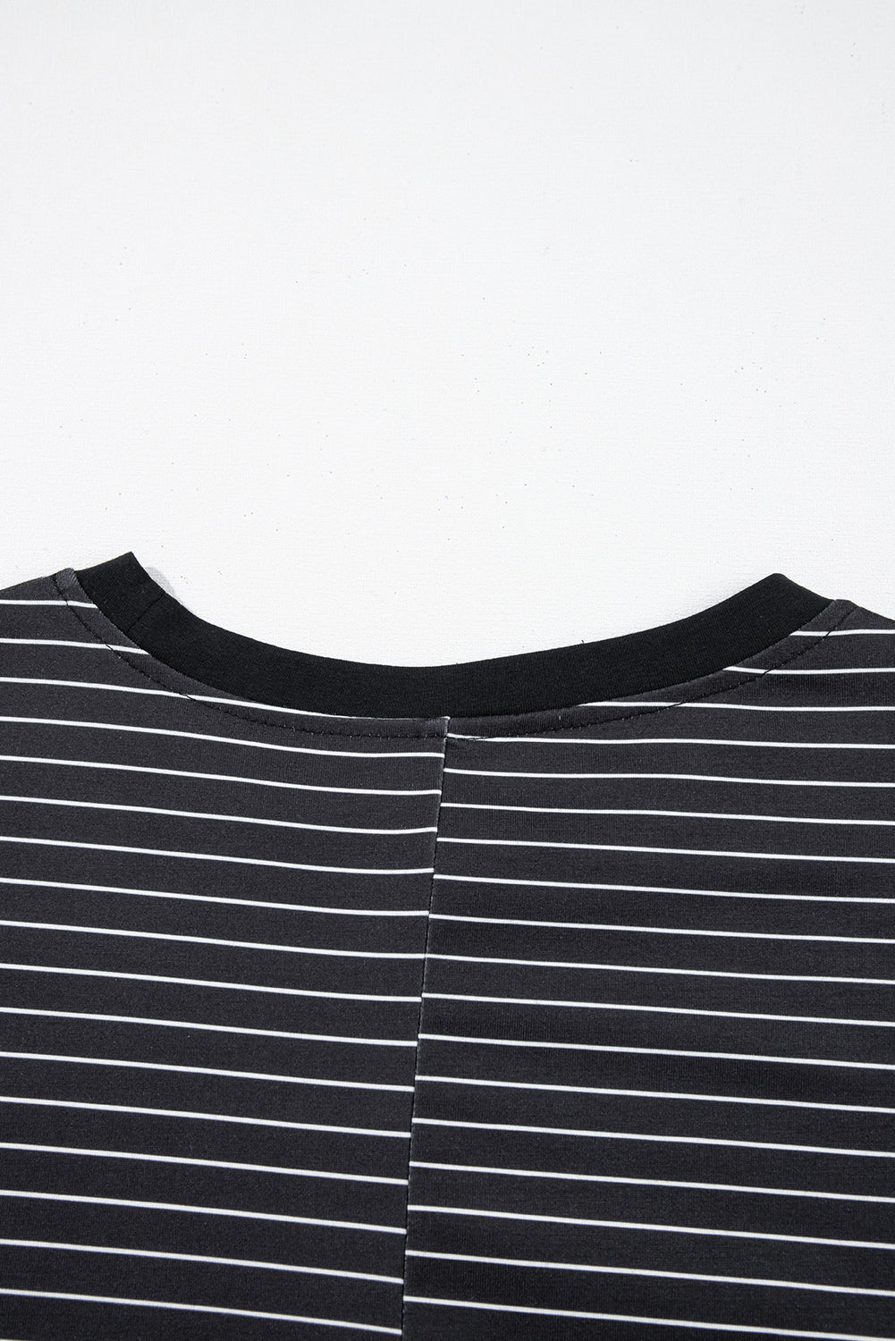 Green Stripe Ruffled Short Sleeve Crew Neck T Shirt Shift Mini Dress